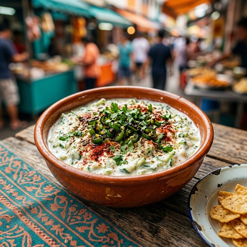 Cucumber Raita with Charred Jalapeno