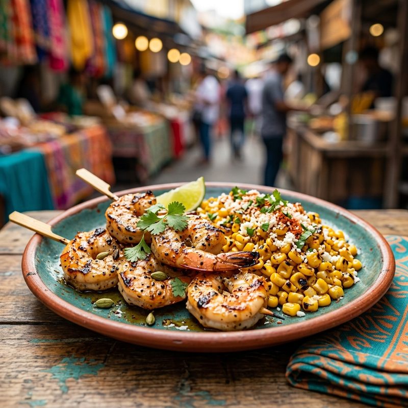 Malai Prawn Skewers with Lime
