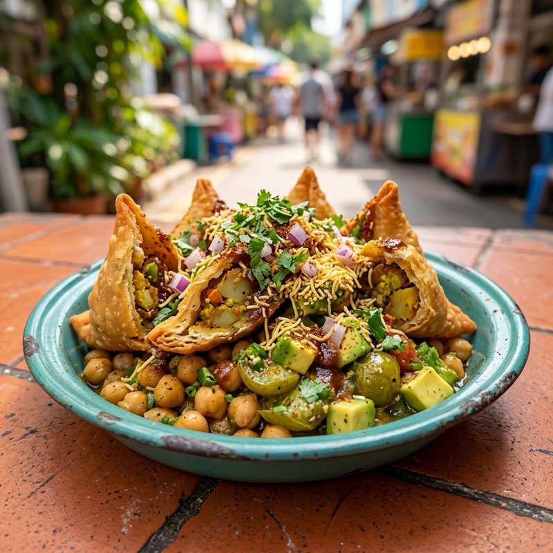 Samosa Chaat with Avocado