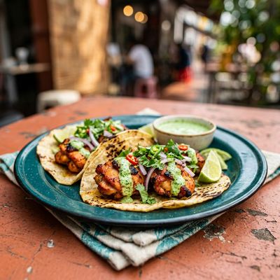 Tandoori Chicken Tacos with Mint Crema